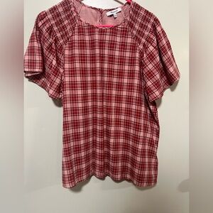 Madewell pink plaid popover shirt size XL